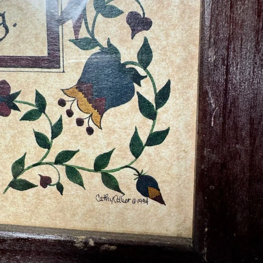The Country Scribe PA German Fraktur Cathy Collier Framed Print‎ Folk Art 7.5